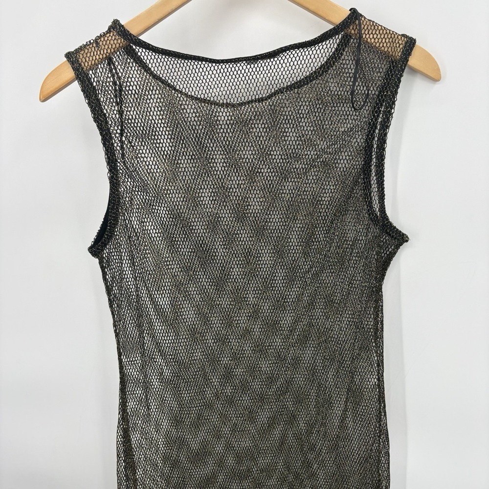 Blue Rain Mesh Sleeveless Gold/Black Maxi Dress Womans Size Large-Stretch #22P - Picture 5 of 6